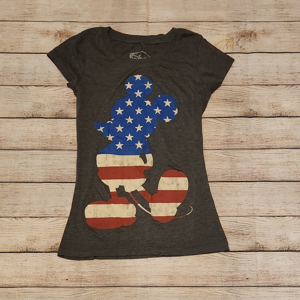Disney American Flag Mickey Mouse Short Sleeve Top